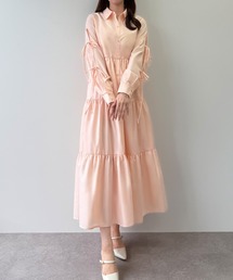 シャツワンピース（ピンク/桃色系・ロング・マキシ丈
