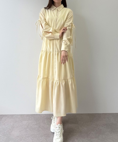 mipiarl（ミピアール）の「袖リボンティアードシャツワンピース【一部ぺチスカートセット】（シャツワンピース・レディース・ブラック/ブルー/ホワイト/ピンク/イエロー・SMALL/MEDIUM/LARGE）」の20枚目の写真