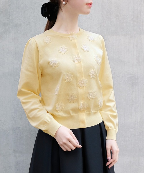 【EC限定カラーあり】フラワーモチーフカーディガン