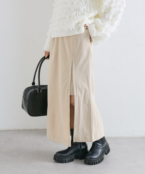 w closet（ダブルクローゼット）の「スリットロングスカート（スカート・レディース・アイボリー/ピンク/ブラック・FREE）」の4枚目の写真