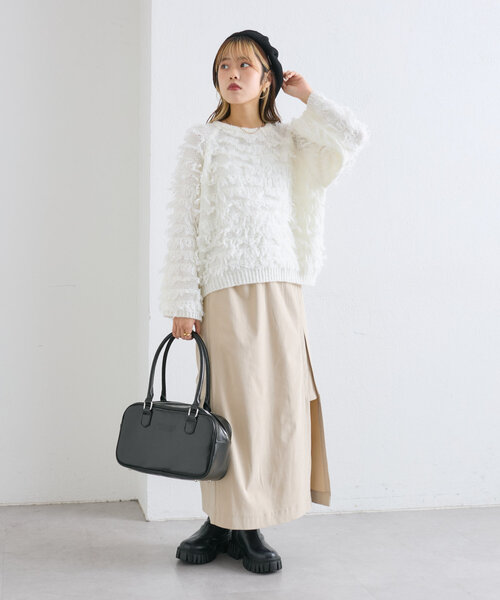 w closet（ダブルクローゼット）の「スリットロングスカート（スカート・レディース・アイボリー/ピンク/ブラック・FREE）」の8枚目の写真