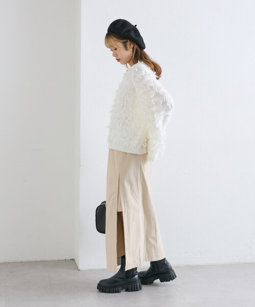 w closet（ダブルクローゼット）の「スリットロングスカート（スカート・レディース・アイボリー/ピンク/ブラック・FREE）」の11枚目の写真