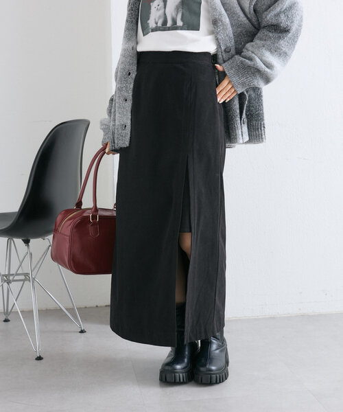 w closet（ダブルクローゼット）の「スリットロングスカート（スカート・レディース・アイボリー/ピンク/ブラック・FREE）」の14枚目の写真