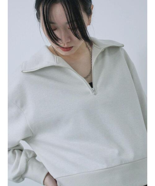 Samansa Mos2 blue（サマンサモスモスブルー）の「ラメ裏毛ハーフジッププルオーバー（Tシャツ/カットソー・レディース・キナリ/トップグレー/ブラック・F）」の11枚目の写真
