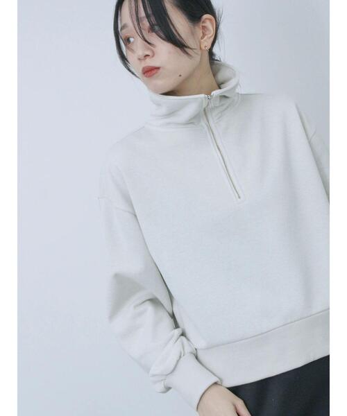 Samansa Mos2 blue（サマンサモスモスブルー）の「ラメ裏毛ハーフジッププルオーバー（Tシャツ/カットソー・レディース・キナリ/トップグレー/ブラック・F）」の14枚目の写真