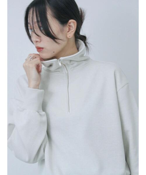 Samansa Mos2 blue（サマンサモスモスブルー）の「ラメ裏毛ハーフジッププルオーバー（Tシャツ/カットソー・レディース・キナリ/トップグレー/ブラック・F）」の15枚目の写真