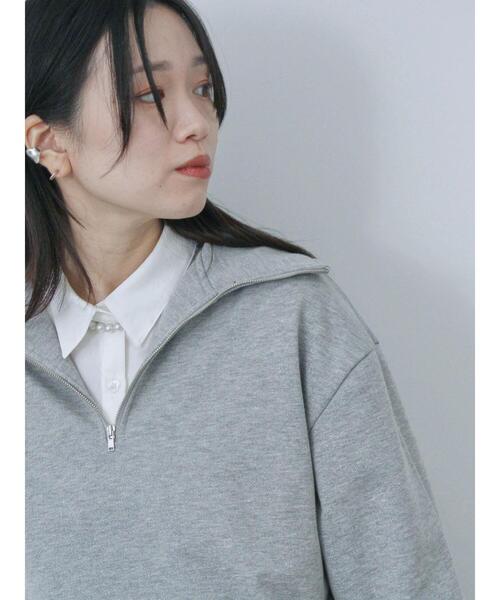 Samansa Mos2 blue（サマンサモスモスブルー）の「ラメ裏毛ハーフジッププルオーバー（Tシャツ/カットソー・レディース・キナリ/トップグレー/ブラック・F）」の18枚目の写真