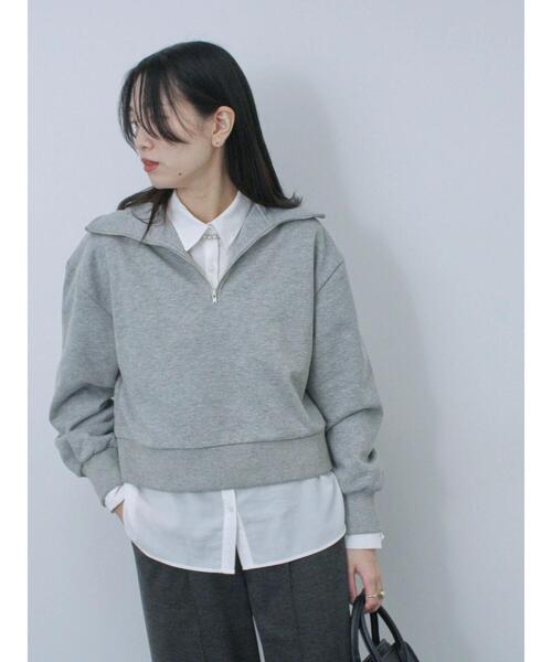 Samansa Mos2 blue（サマンサモスモスブルー）の「ラメ裏毛ハーフジッププルオーバー（Tシャツ/カットソー・レディース・キナリ/トップグレー/ブラック・F）」の20枚目の写真