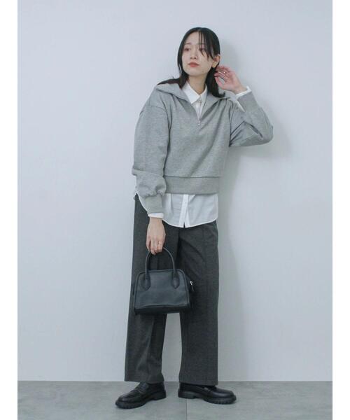 Samansa Mos2 blue（サマンサモスモスブルー）の「ラメ裏毛ハーフジッププルオーバー（Tシャツ/カットソー・レディース・キナリ/トップグレー/ブラック・F）」の22枚目の写真