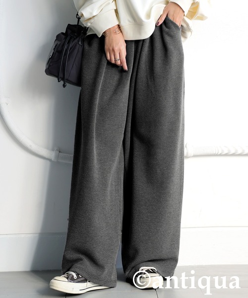 antiqua(アンティカ)の「リラックスジャガードパンツ(その他パンツ・レディース・グレー/ブラック・ONESIZE)」の2枚目の写真