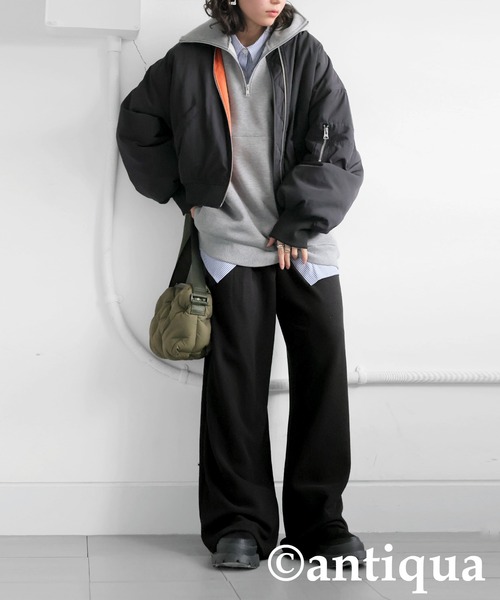 antiqua(アンティカ)の「リラックスジャガードパンツ(その他パンツ・レディース・グレー/ブラック・ONESIZE)」の8枚目の写真