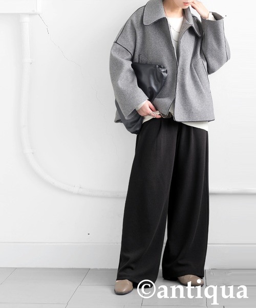 antiqua(アンティカ)の「リラックスジャガードパンツ(その他パンツ・レディース・グレー/ブラック・ONESIZE)」の11枚目の写真