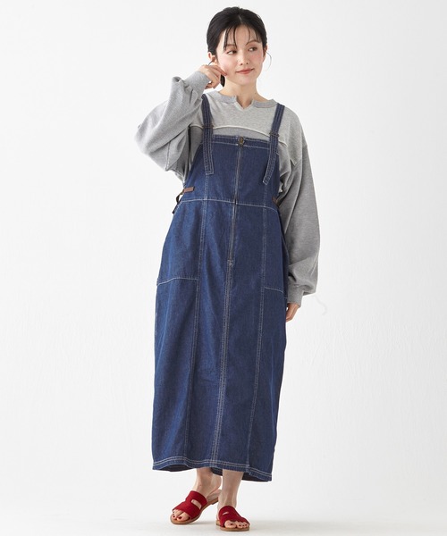 KRIFF MAYER Lady's Collection(クリフメイヤーレディースコレクション)の「ベイカーペインタージャンスカ(ジャンパースカート・レディース・ライトブルー/ナチュラル/ストライプ/ネイビー/ダークブルー・LARGE/MEDIUM)」の4枚目の写真