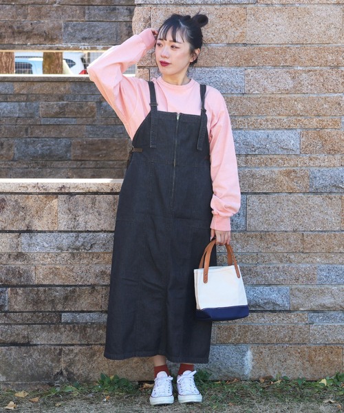 KRIFF MAYER Lady's Collection(クリフメイヤーレディースコレクション)の「ベイカーペインタージャンスカ(ジャンパースカート・レディース・ライトブルー/ナチュラル/ストライプ/ネイビー/ダークブルー・LARGE/MEDIUM)」の3枚目の写真