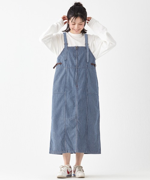 KRIFF MAYER Lady's Collection(クリフメイヤーレディースコレクション)の「ベイカーペインタージャンスカ(ジャンパースカート・レディース・ライトブルー/ナチュラル/ストライプ/ネイビー/ダークブルー・LARGE/MEDIUM)」の5枚目の写真