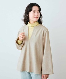 リブ　イン　コンフォート　重ね着を楽しむ　微起毛素材の上品カフタントップス