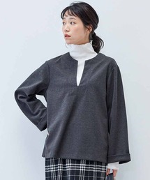 リブ　イン　コンフォート　重ね着を楽しむ　微起毛素材の上品カフタントップス