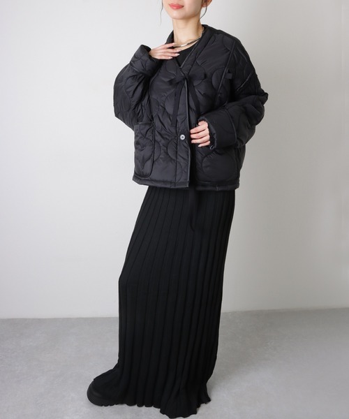 nylon switching two-tone jacket parka /ナイロン 切り替え Vネック