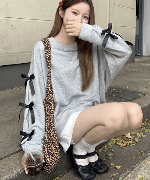 Mayree（メイリー）の「【Mayree】リボンデザイン スウェット トレーナー（スウェット・レディース・ネイビー/グレー・MEDIUM/X-LARGE/LARGE）」の2枚目の写真