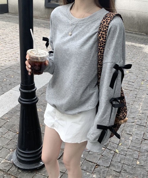 Mayree（メイリー）の「【Mayree】リボンデザイン スウェット トレーナー（スウェット・レディース・ネイビー/グレー・MEDIUM/X-LARGE/LARGE）」の8枚目の写真