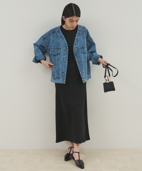 AURALEE silk denim ノーカラージャケット AURALEE silk denim ノーカラージャケット