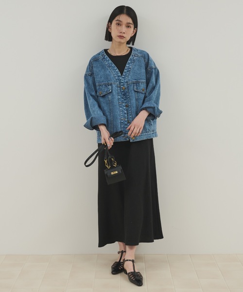 Shelly island（シェリーアイランド）の「ノーカラーデニムジャケット（デニムジャケット・レディース・ブルー・FREE）」の6枚目の写真