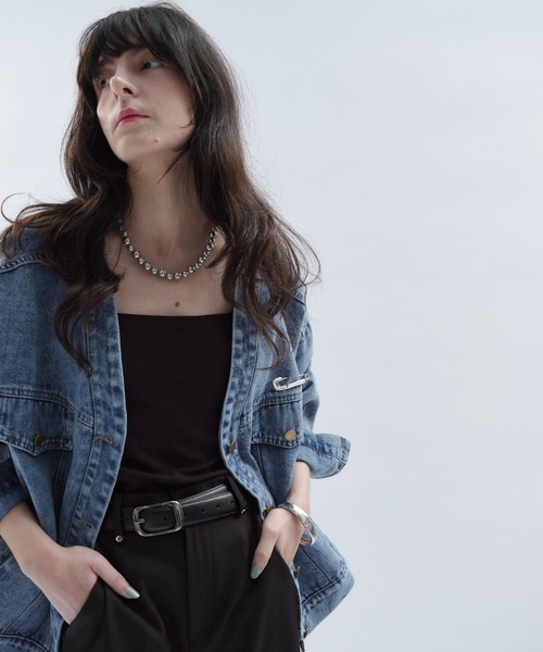 Shelly island（シェリーアイランド）の「ノーカラーデニムジャケット（デニムジャケット・レディース・ブルー・FREE）」の16枚目の写真