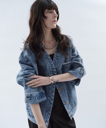 Shelly island（シェリーアイランド）の「ノーカラーデニムジャケット（デニムジャケット）」