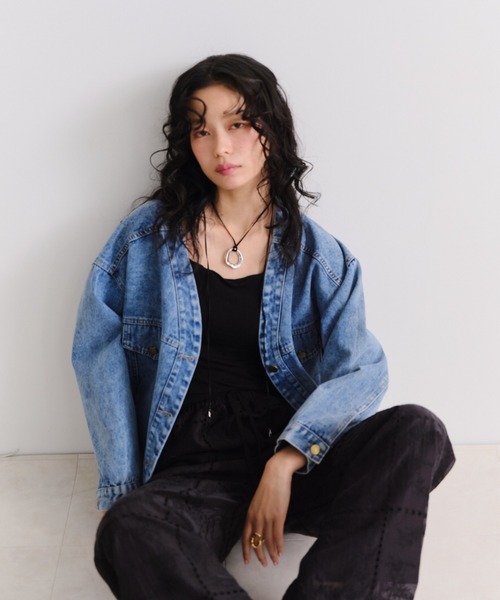 Shelly island（シェリーアイランド）の「ノーカラーデニムジャケット（デニムジャケット・レディース・ブルー・FREE）」の21枚目の写真