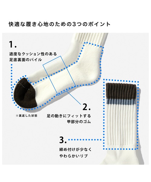 CHICSTOCKS（シックストックス）の「リブパイルソックス（ソックス/靴下・メンズ・チャコールグレー/ネイビー/オフホワイト・SMALL/LARGE）」の10枚目の写真