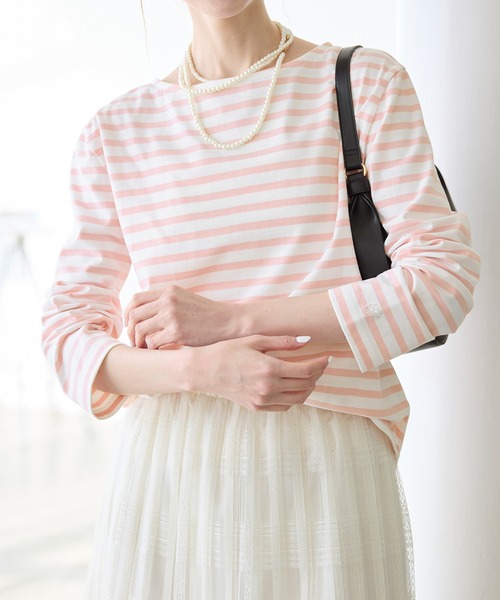 ROPE' PICNIC（ロペピクニック）の「刺繍入りボーダーカットトップス（Tシャツ/カットソー・レディース・ネイビー/クリーム/ピンク系その他2・38）」の3枚目の写真