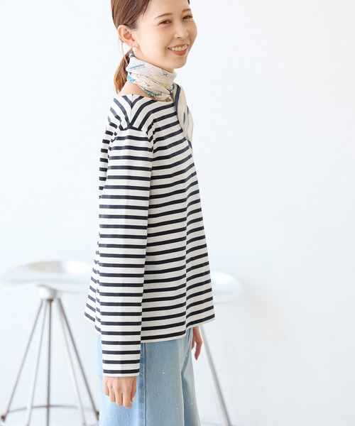 ROPE' PICNIC（ロペピクニック）の「刺繍入りボーダーカットトップス（Tシャツ/カットソー・レディース・ネイビー/クリーム/ピンク系その他2・38）」の14枚目の写真