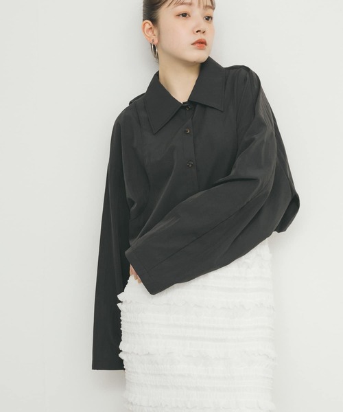 KBF（ケイビーエフ）の「バックギャザークロップドシャツ（シャツ/ブラウス・レディース・チャコールグレー/ピンク/アイボリー・ONE）」の11枚目の写真