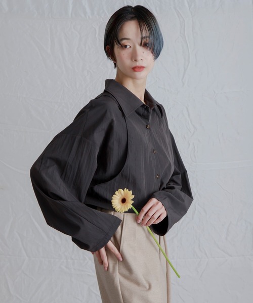 バックギャザーシャツ AMERICAN HOLIC シャツ ブラウス 接触冷感バックギャザーシャツ