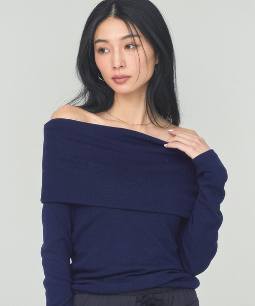 BLUE×PALANG(ブルーパラン)の「OFF SHOULDER KNIT(Tシャツ/カットソー・レディース・ダークブルー/ネイビー・M/S)」の3枚目の写真