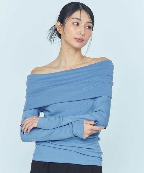 BLUE×PALANG(ブルーパラン)の「OFF SHOULDER KNIT(Tシャツ/カットソー・レディース・ダークブルー/ネイビー・M/S)」の9枚目の写真