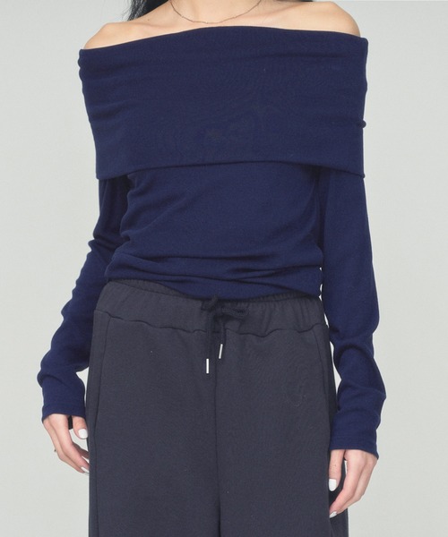 BLUE×PALANG(ブルーパラン)の「OFF SHOULDER KNIT(Tシャツ/カットソー・レディース・ダークブルー/ネイビー・M/S)」の8枚目の写真