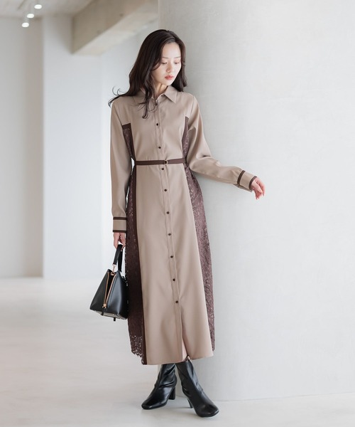 セール】【2025AW新色登場/選べる着丈】サイドレースキリカエシャツ