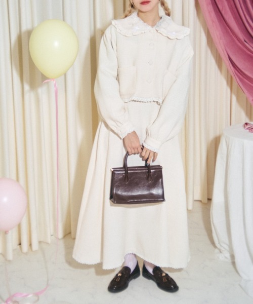 kutir（クティール）の「【クティールとレトロ】セットアップ着用可　ツイードリボンポケットジャケット（テーラードジャケット・レディース・ベージュ/グレー/アイボリー・FREE）」の21枚目の写真