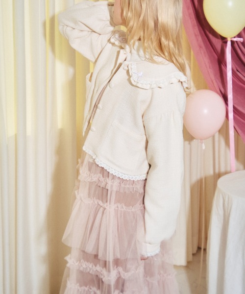 kutir（クティール）の「【クティールとレトロ】セットアップ着用可　ツイードリボンポケットジャケット（テーラードジャケット・レディース・ベージュ/グレー/アイボリー・FREE）」の15枚目の写真