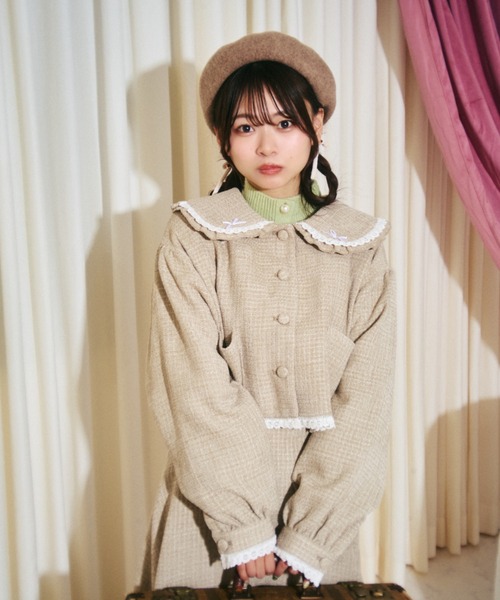 kutir（クティール）の「【クティールとレトロ】セットアップ着用可　ツイードリボンポケットジャケット（テーラードジャケット・レディース・ベージュ/グレー/アイボリー・FREE）」の6枚目の写真