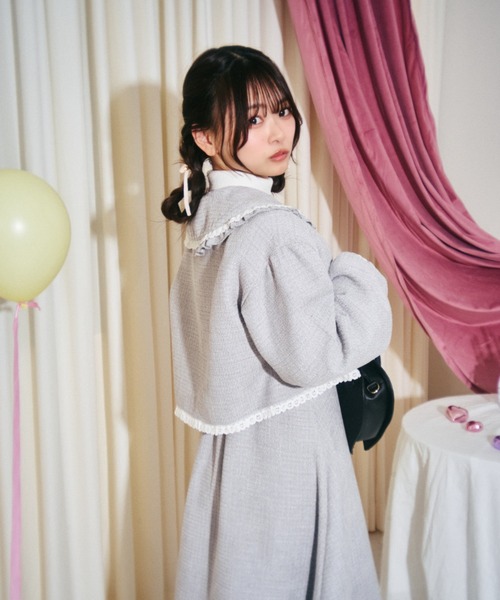 kutir（クティール）の「【クティールとレトロ】セットアップ着用可　ツイードリボンポケットジャケット（テーラードジャケット・レディース・ベージュ/グレー/アイボリー・FREE）」の17枚目の写真