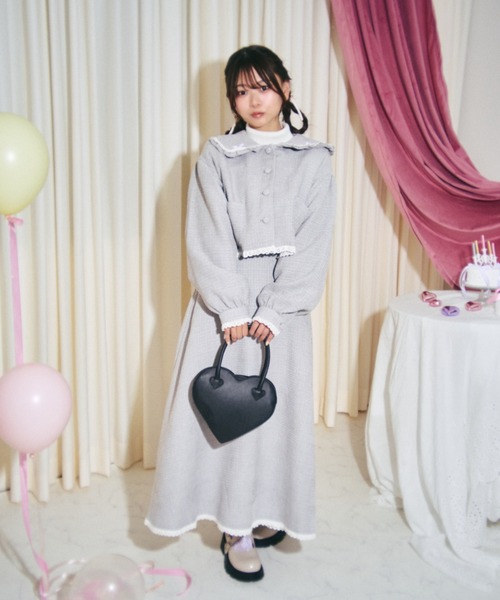 kutir（クティール）の「【クティールとレトロ】セットアップ着用可　ツイードリボンポケットジャケット（テーラードジャケット・レディース・ベージュ/グレー/アイボリー・FREE）」の9枚目の写真