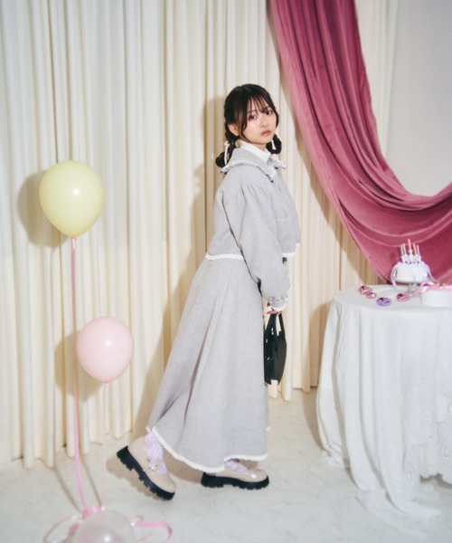 kutir（クティール）の「【クティールとレトロ】セットアップ着用可　ツイードリボンポケットジャケット（テーラードジャケット・レディース・ベージュ/グレー/アイボリー・FREE）」の10枚目の写真