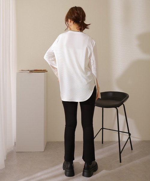 LAULEN(ローレン)の「long cuff lib cut pullover /ロングカフス テレコ リブ カット プルオーバー(Tシャツ/カットソー・レディース・ホワイト/ブラック・FREE)」の14枚目の写真