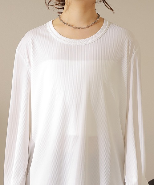 LAULEN(ローレン)の「long cuff lib cut pullover /ロングカフス テレコ リブ カット プルオーバー(Tシャツ/カットソー・レディース・ホワイト/ブラック・FREE)」の15枚目の写真