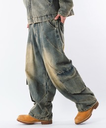 SHORT ROUND/スウィッチングデニムカーゴパンツ