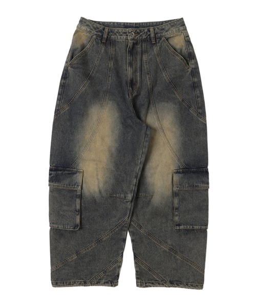 SHORT ROUND（ショートラウンド）の「SHORT ROUND/スウィッチングデニムカーゴパンツ（デニムパンツ・メンズ・スカイブルー/ブラック系3・MEDIUM/LARGE）」の13枚目の写真