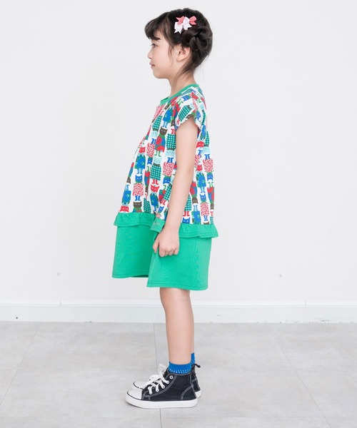 RAGMART(ラグマート)の「アートプリントフレンチスリーブワンピース(ワンピース・キッズ・グリーン/イエロー・120cm/100cm/110cm/130cm)」の5枚目の写真