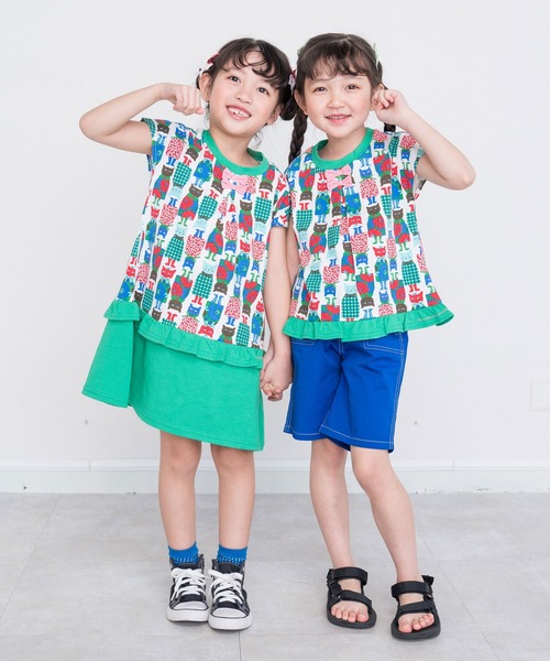 RAGMART(ラグマート)の「アートプリントフレンチスリーブワンピース(ワンピース・キッズ・グリーン/イエロー・120cm/100cm/110cm/130cm)」の10枚目の写真